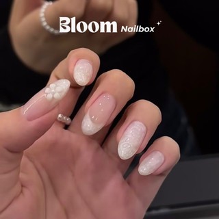 [B27] Móng giả thiết kế thủ công hồng nhũ ánh trai mix hoa tiểu thư lấp lánh Bloom.nailbox