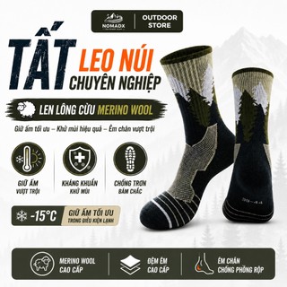 Vớ Trekking tất leo núi nam nữ chạy trail chống trượt len lông cừu Merino Wool chống phồng rộp chân kháng khuẩn tự nhiên