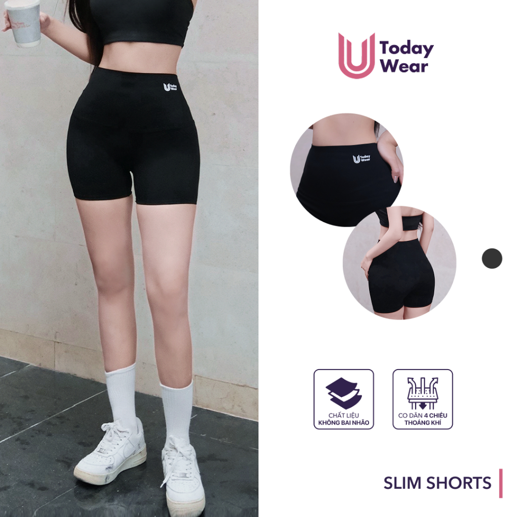 [New Arrival] Quần tập gym yoga lửng dáng biker nữ Slim Short siêu co giãn che khuyết điểm tôn vòng 3 Today U Wear