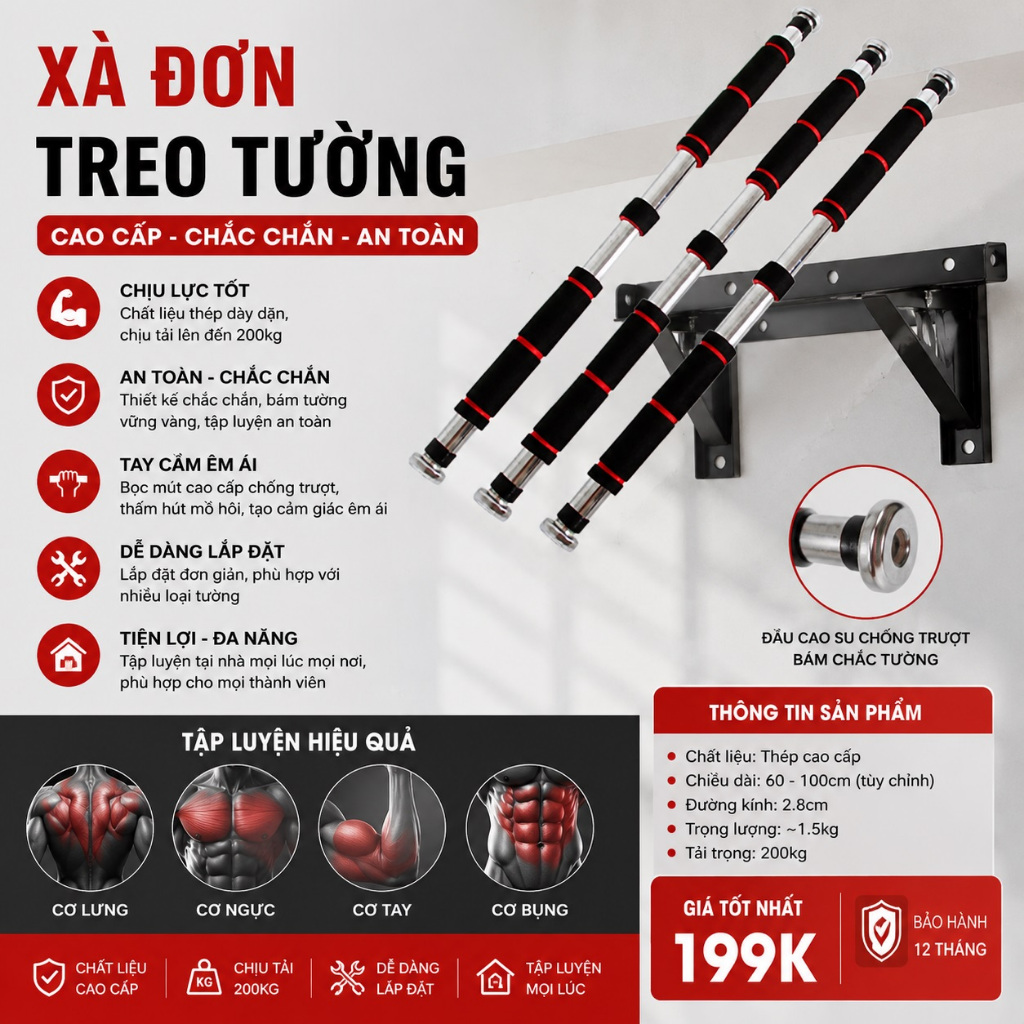 Xà đơn gắn cửa, xà đơn treo tường thông minh giá rẻ nhất