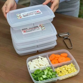 Hộp Nhựa 4 Ngăn Đựng Thực Phẩm Bảo Quản Tủ Lạnh Dung Tích 710ml - Hộp Nhựa Chịu Nhiệt Có Kèm Nắp Đậy