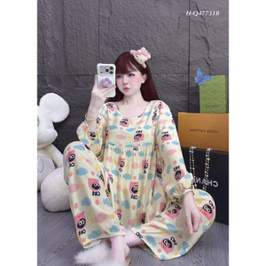 Pizama TD tole cổ tròn dáng babydoll hoạt hình