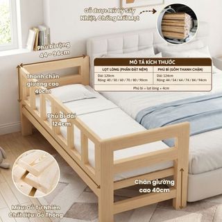 Giường Cho Bé 1m2 – Giường Ngủ Cho Bé Có Thanh Chắn / Cầu Thang | Giường Ghép Gấp Gọn, Gỗ Thông Mới