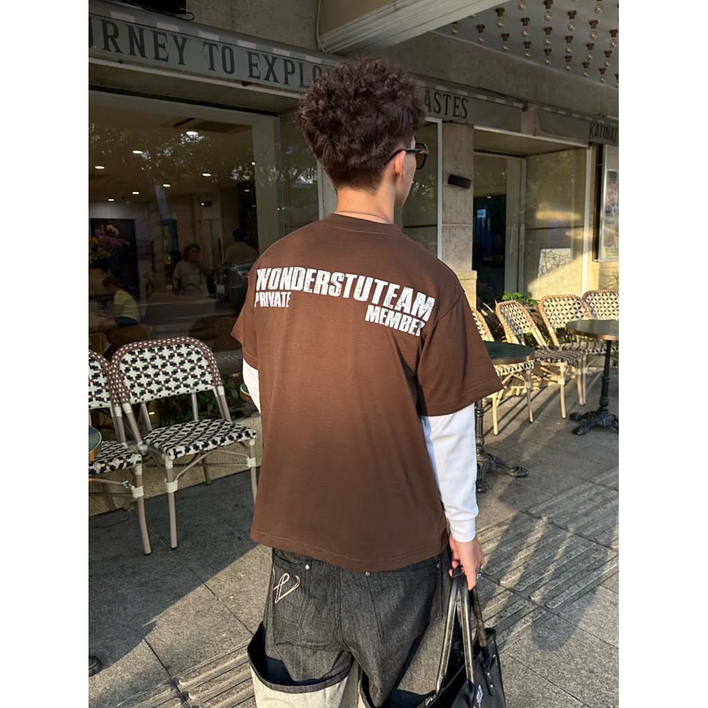 ÁO THUN FORM BOXY IN TRAME HIỆU ỨNG "PRIVATE MEMBER" WONDERSTU UNISEX