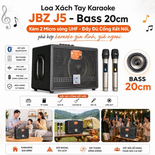 Loa Xách Tay Karaoke JBZ J5 - Loa Bass 20cm Kèm 2 Micro - Đầy Đủ Cổng Kết Nối - Bảo Hành 12 Tháng