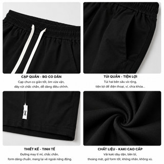 Quần Short Kaki Nam Dây Rút  Form Rộng  Kaki Mềm  Mát, Trẻ Trung