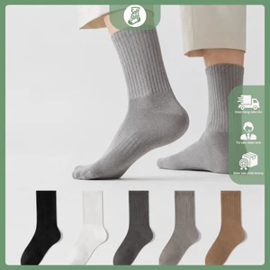 Tất Cổ Cao Nam Gân Tăm Cotton Basic - SoftStep - Vớ Cổ Cao Phối Giày Tây, Sneaker Thoáng Khí