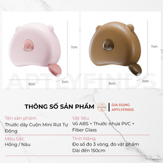 Thước Dây Cuộn Mini Rút Tự Động APTLYFINDS Thước Đo Quần Áo Đồ Vật Nhỏ Gọn Tiện Lợi