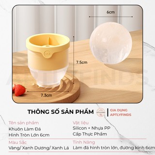 Khuôn Làm Đá Hình Tròn Lớn 6cm APTLYFINDS Tiện Lợi, Thông Minh, Có Thể Xếp Chồng