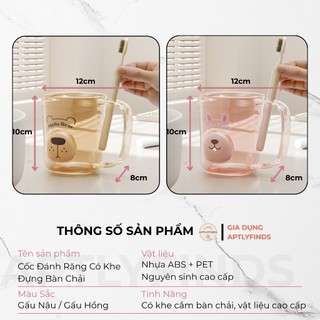 Cốc Đánh Răng Tích Hợp Khe Đựng Bàn Chải APTLYFINDS Nhựa PET Cao Cấp, Ly Đánh Răng Nhà Tắm
