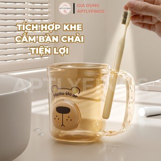 Cốc Đánh Răng Tích Hợp Khe Đựng Bàn Chải APTLYFINDS Nhựa PET Cao Cấp, Ly Đánh Răng Nhà Tắm