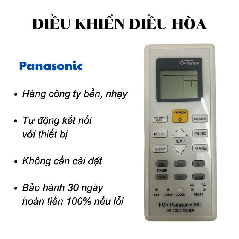 Điều Khiển Điều Hòa Panasonic Inverter 2 Chiều Nút Vàng-Mã 234