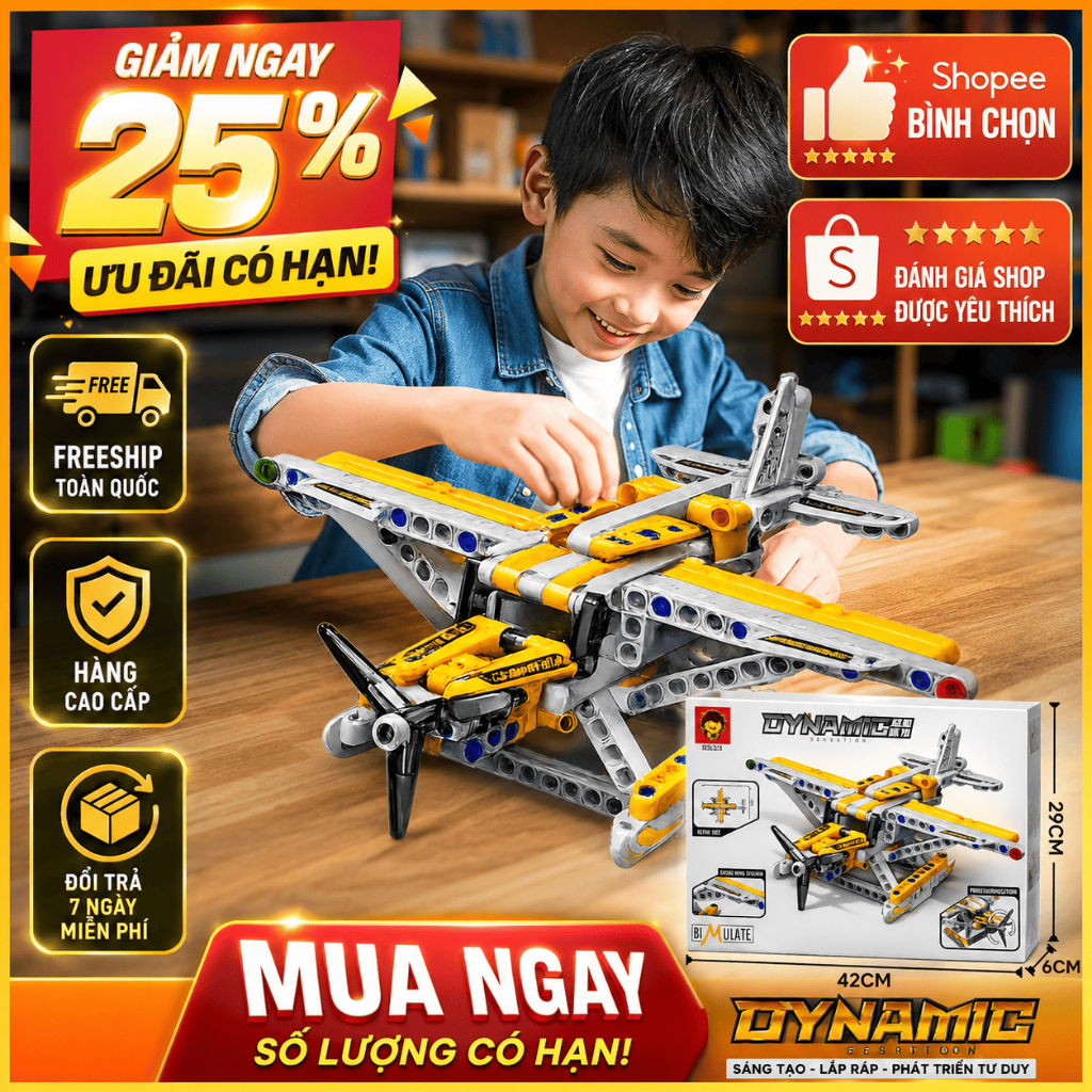 Đồ Chơi Lắp Ráp Máy Bay Dynamic Cho Bé 6+, Mô Hình Máy Bay STEM Rèn Luyện Tư Duy Sáng Tạo
