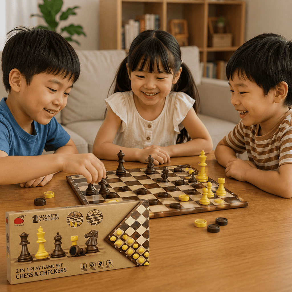 Bộ Cờ Vua & Cờ Đam Nam Châm, Đồ Chơi Trí Tuệ Cho Bé, Đồ Chơi Cho Bé