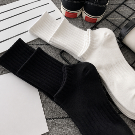 Tất Cotton Unisex Cổ Điển Bốn Mùa - Vớ Nam Nữ Cotton Bông Tân Cương Trơn Basic Cổ Ngắn Cổ Trung Cổ Cao Ngăn Mùi-SoftStep