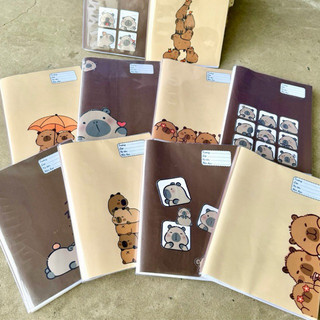 ( XẤP 10 Tờ  SẴN BÌA KIẾNG) Giấy Bao Tập, Giấy Bao Vở, Bao Sách chủ đề Capybara | by Winwin