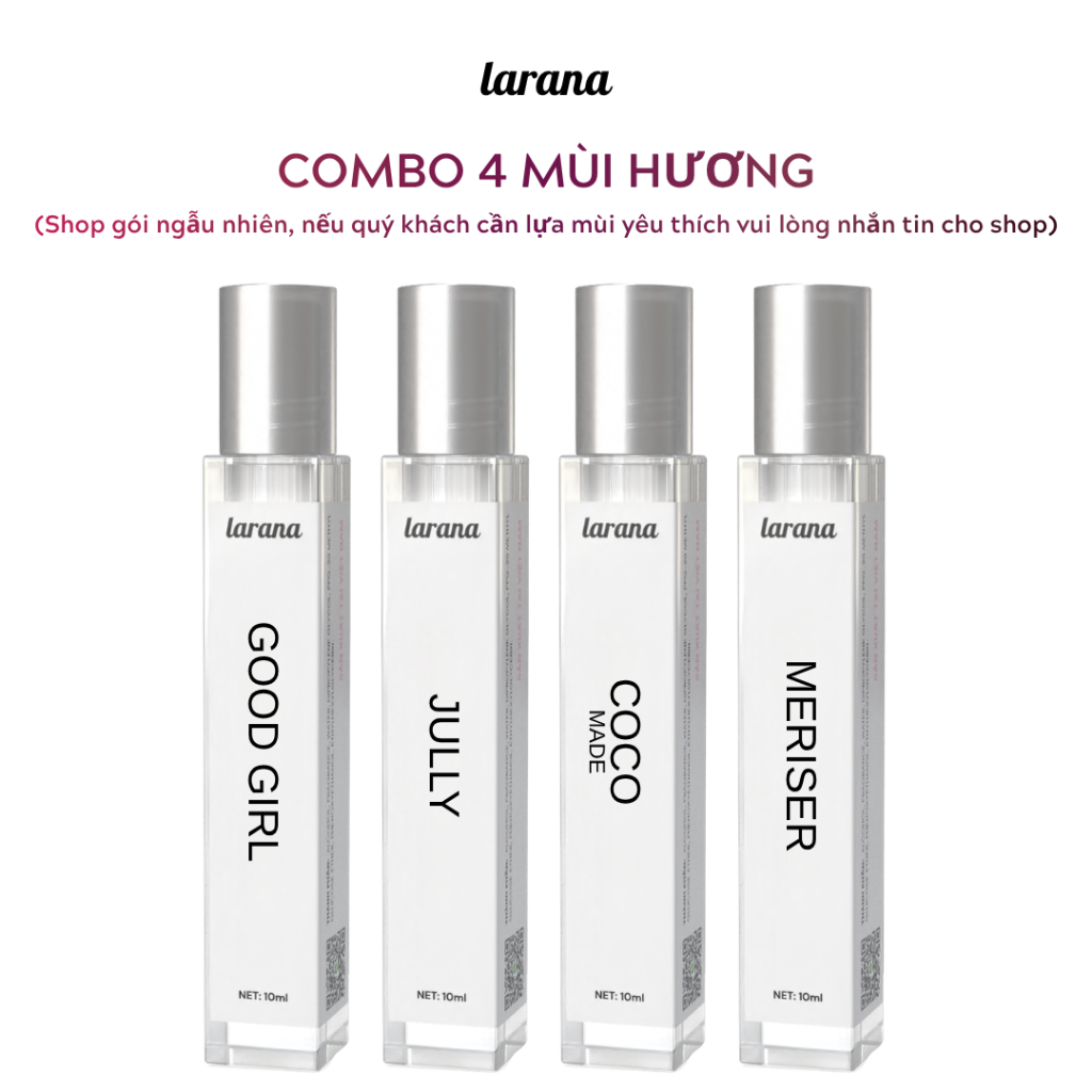 Combo Nước Hoa Nữ Larana Eau De Parfume Thơm Lâu Quyến Rũ Phù Hợp Đi Học, Đi Làm Và Đi Chơi, Dung tích 10ml/chai