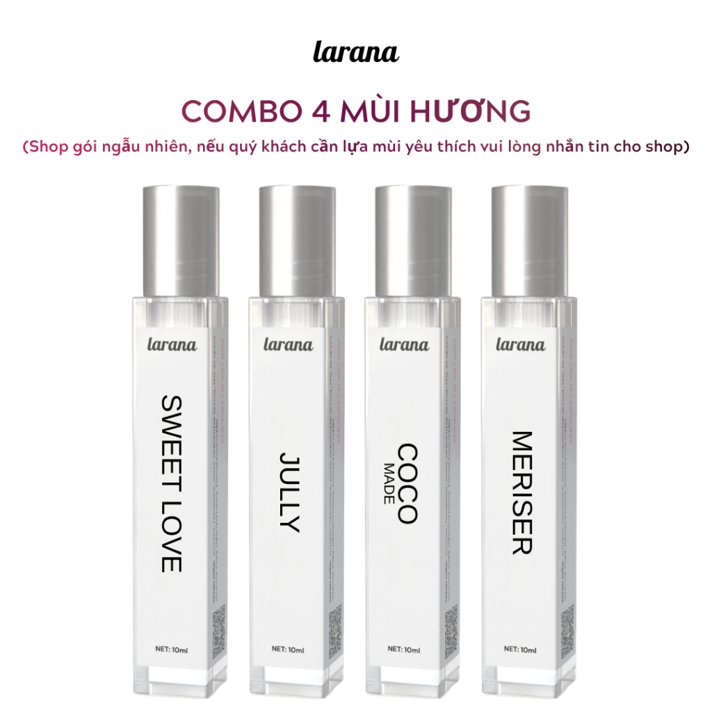 Combo Nước Hoa Nữ Larana Eau De Parfume Thơm Lâu Quyến Rũ Phù Hợp Đi Học, Đi Làm Và Đi Chơi, Dung tích 10ml/chai