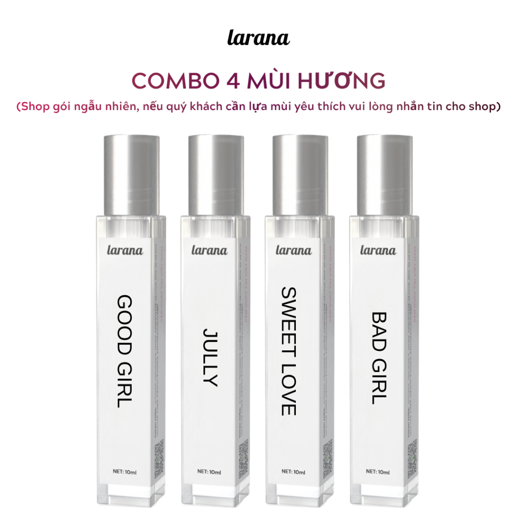 Combo Nước Hoa Nữ Larana Eau De Parfume Thơm Lâu Quyến Rũ Phù Hợp Đi Học, Đi Làm Và Đi Chơi, Dung tích 10ml/chai