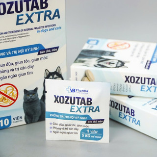 Thuốc Xổ Giun Cho Chó Mèo XOZUTAB EXTRA - VB Pharma - Viên Tẩy Giun Sán, Giun Tim Cho Thú Cưng