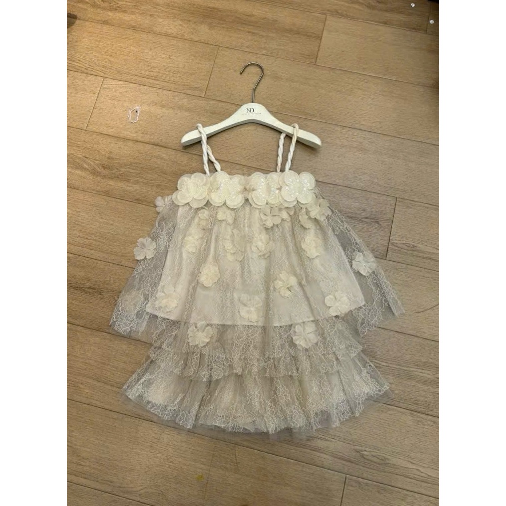 Set Bộ 2 Dây Quai Xoắn Thừng Phối Ren Lưới Đính Hoa Nổi 3D Babydoll Đi Tiệc Xinh - CHAMIE STUDIO