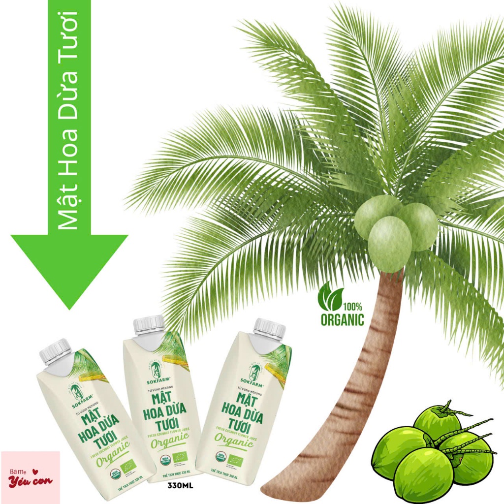 Sokfarm Mật Hoa Dừa Tươi - Nước uống Giải Khát Năng Lượng Tự Nhiên - Nước Uống Bù Khoáng - Thơm Ngon