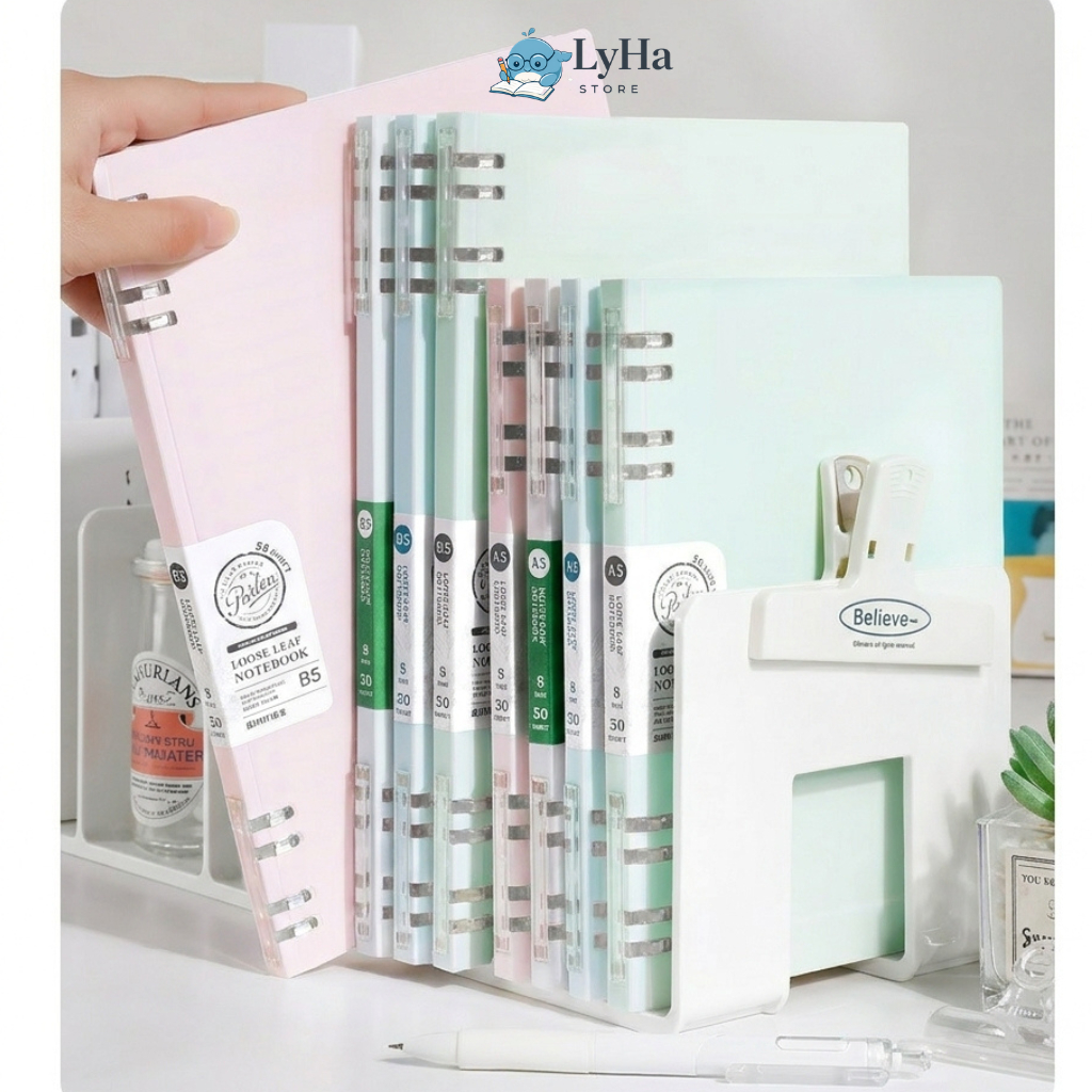 Sổ Còng B5 Ghi Chép Soạn Thảo , NoteBook Màu Pastel 100 Trang Kín Gáy Cao Cấp, Sổ Tiện Dụng cho HSSV