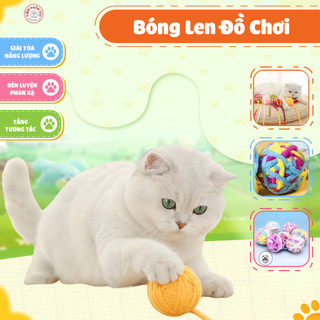 Bóng Len Đồ Chơi Kèm Chuông Cho Mèo Kích Thích Vận Động