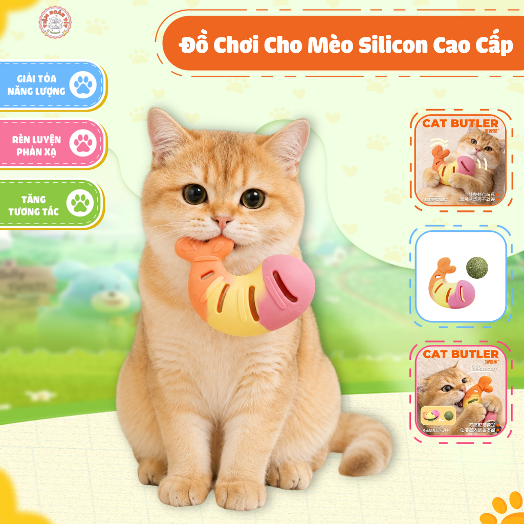 Đồ Chơi Cho Mèo Silicon Cao Cấp - Đồ Chơi Giấu Thức Ăn, Mài Răng Kháng Khuẩn, Giúp Mèo Tự Chơi Giảm Stress