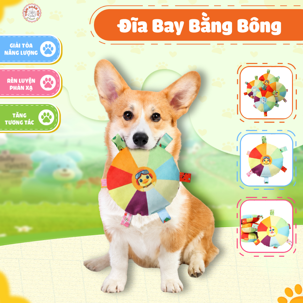 Đồ Chơi Đĩa Bay Bằng Bông Có Chuông Huấn Luyện Thú Cưng, Cún Cưng