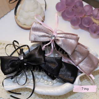 Kẹp tóc nơ satin đính đá - nữ tính thanh lịch 🌸🌸🌸
