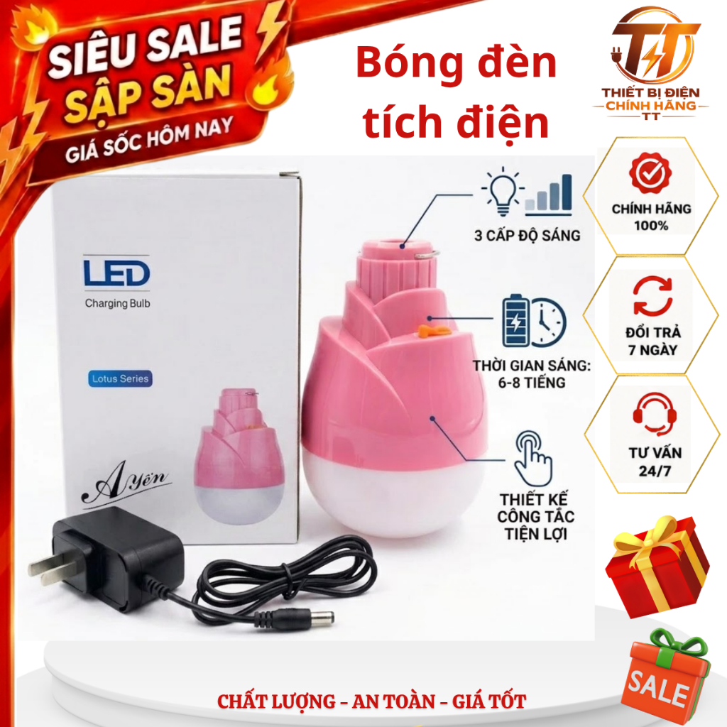 Bóng Đèn Tích Điện Yến Quân LED Sạc Pin Chiếu Sáng Khẩn Cấp Khi Mất Điện Cắm Trại Dã Ngoại