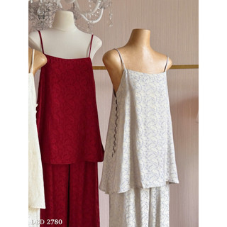 Set Tơ Tằm Áo 2 Dây Khuy Sườn Mix Quần Suông Chuẩn Linh Hoàng