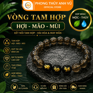 Vòng tay thạch anh đen khói tam hợp hợi mão mùi đã khai quang - size 8 10 12ly - may mắn tài lộc