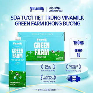 Sữa Tươi Tiệt Trùng Vinamilk Green Farm Không Đường 1 Lít - Thùng 12 Hộp