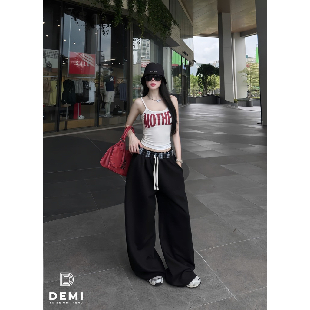 demi l1Set MOTHER áo 2 dây quần phối cạp kẻ cá tính ăn chơi với tone màu mix nổi bật, chất liệu sịn mịn 🔥