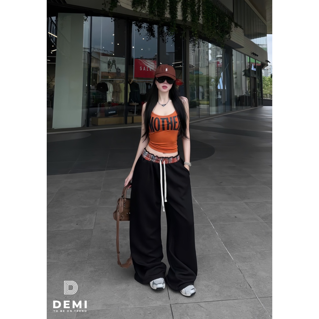 demi l1Set MOTHER áo 2 dây quần phối cạp kẻ cá tính ăn chơi với tone màu mix nổi bật, chất liệu sịn mịn 🔥