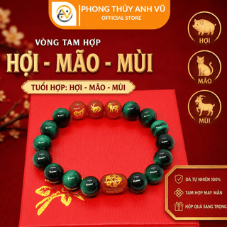 Vòng tay tuổi tuất - vòng tam hợp dần ngọ tuất - mắt hổ xanh lục - may mắn tài lộc bình an