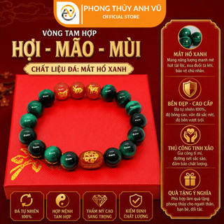 Vòng tay tuổi tuất - vòng tam hợp dần ngọ tuất - mắt hổ xanh lục - may mắn tài lộc bình an