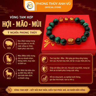 Vòng tay tuổi tuất - vòng tam hợp dần ngọ tuất - mắt hổ xanh lục - may mắn tài lộc bình an
