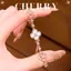 Vòng tay thép Titan cỏ 4 lá may mắn mạ vàng thời trang nữ tính CHERRY JEWELRY