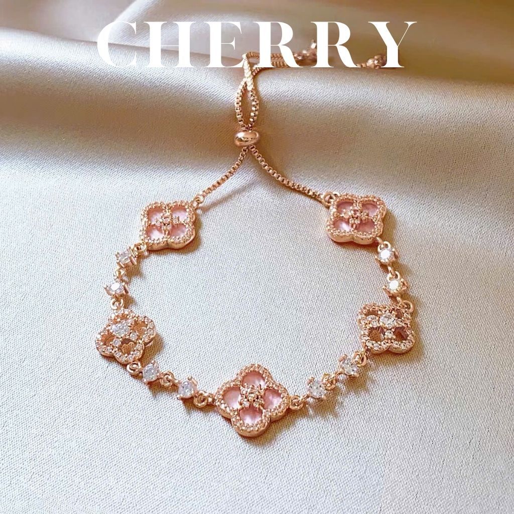 [KHÔNG ĐEN GỈ] Vòng tay thép Titan mạ vàng cỏ bốn lá may mắn thời trang nữ tính CHERRY JEWELRY