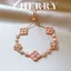 Vòng tay thép Titan cỏ 4 lá may mắn mạ vàng thời trang nữ tính CHERRY JEWELRY