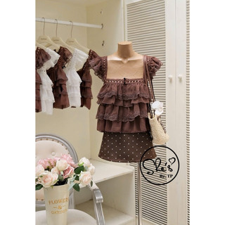 Set Áo Voan Tầng Viền Ren Mix Quần Váy Chấm Bi Chuẩn She’s