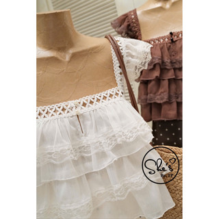 Set Áo Voan Tầng Viền Ren Mix Quần Váy Chấm Bi Chuẩn She’s
