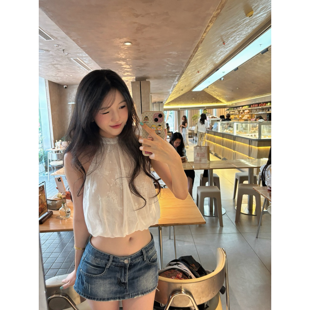 LIBEROSIS - Áo cổ yếm mix ren voan mỏng LENA TOP