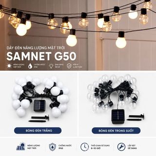 Dây đèn led trang trí năng lượng mặt trời Bóng to 5cm chống nước 20-50-100 bóng