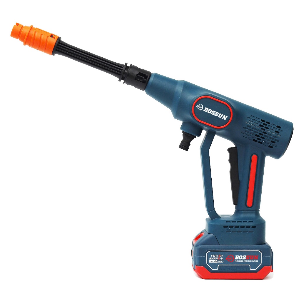 Máy rửa xe pin BS BOSSUN BS-PW2136BL, Tuỳ chỉnh tia nước, Động cơ không chổi than, Chân phổ thông