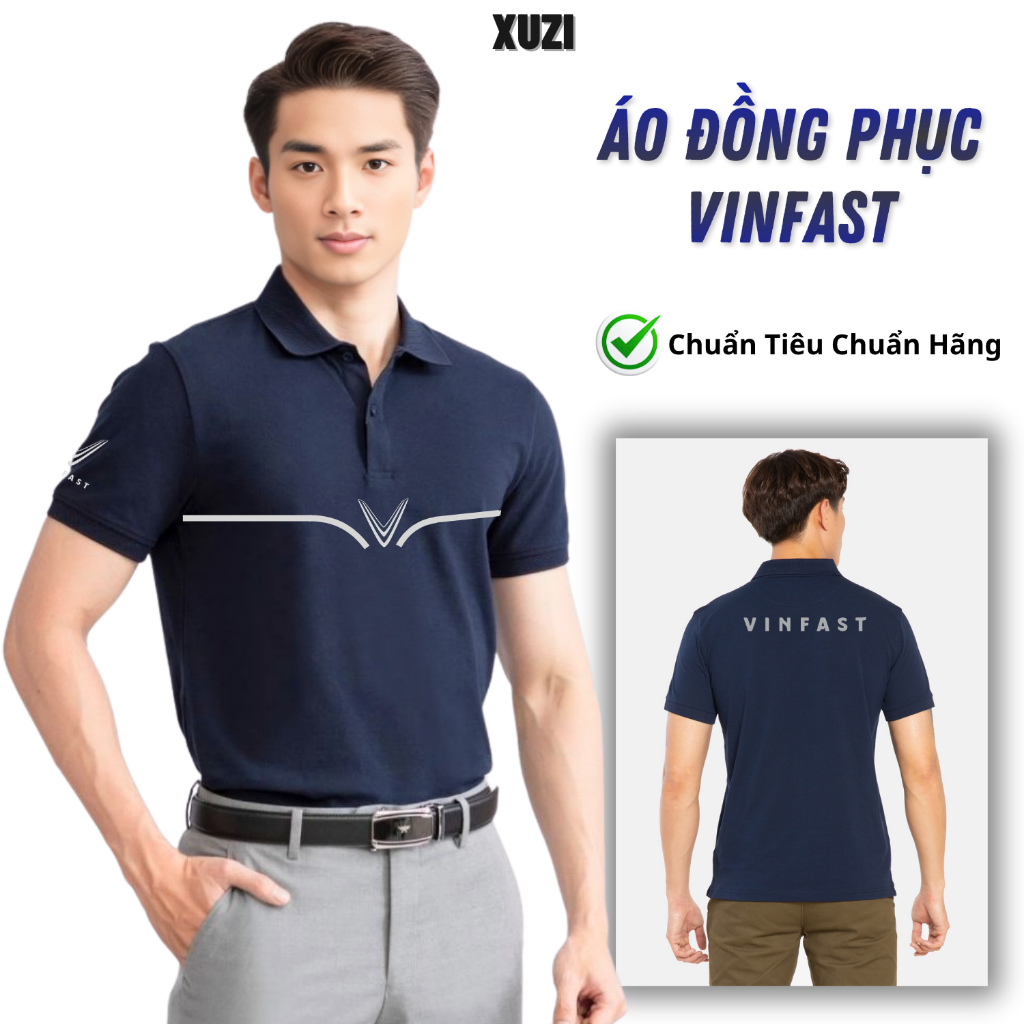 áo thun polo đồng phục Vinfast nam nữ áo phông có cổ bẻ ngắn tay hãng xe ô tô  vải cá xấu gai mịn thoáng mát XUZI,