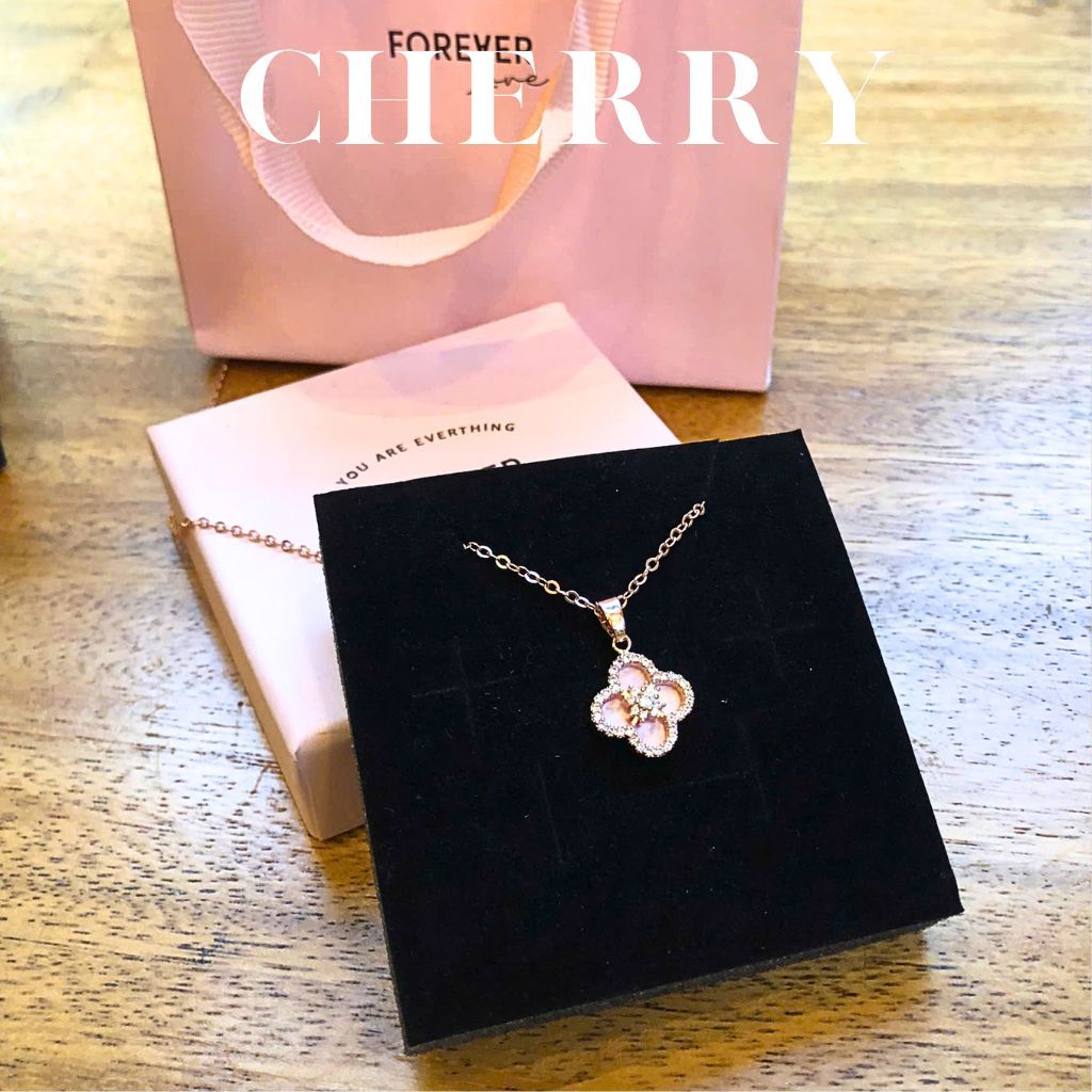 Dây chuyền bạc nữ cỏ 4 lá CHERRY JEWELRY, Vòng cổ titan mạ vàng hồng may mắn phụ kiện thời trang